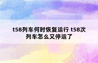 t58列车何时恢复运行 t58次列车怎么又停运了